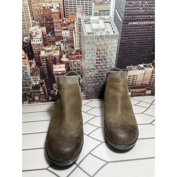 Keen Leather Booties Wedge Heel Chukka Boots Taupe Brindle Size 10  Brown Lined - Picture 5 of 12